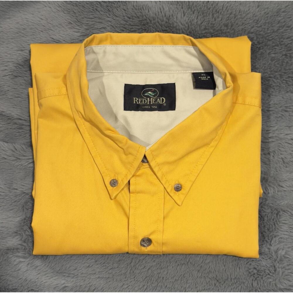 Mens XLT RedHead Short Sleeve Shirt in Mustard Yellow Skater‎ Streetwear Y2K